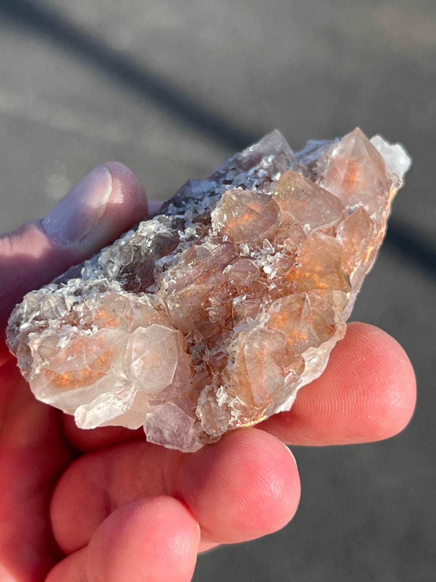 Quartz w/ Hematite, Barite, Fluorite